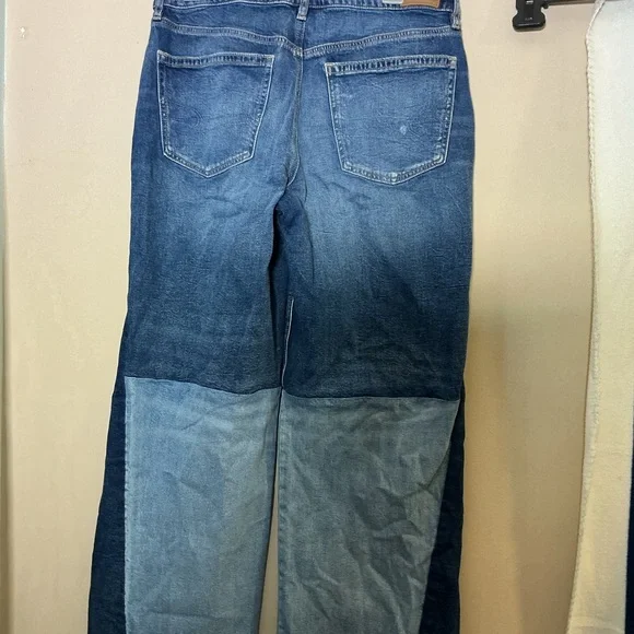 American Eagle Outfitters Two-Tone Blue Flare Jeans - Picture 4 of 9